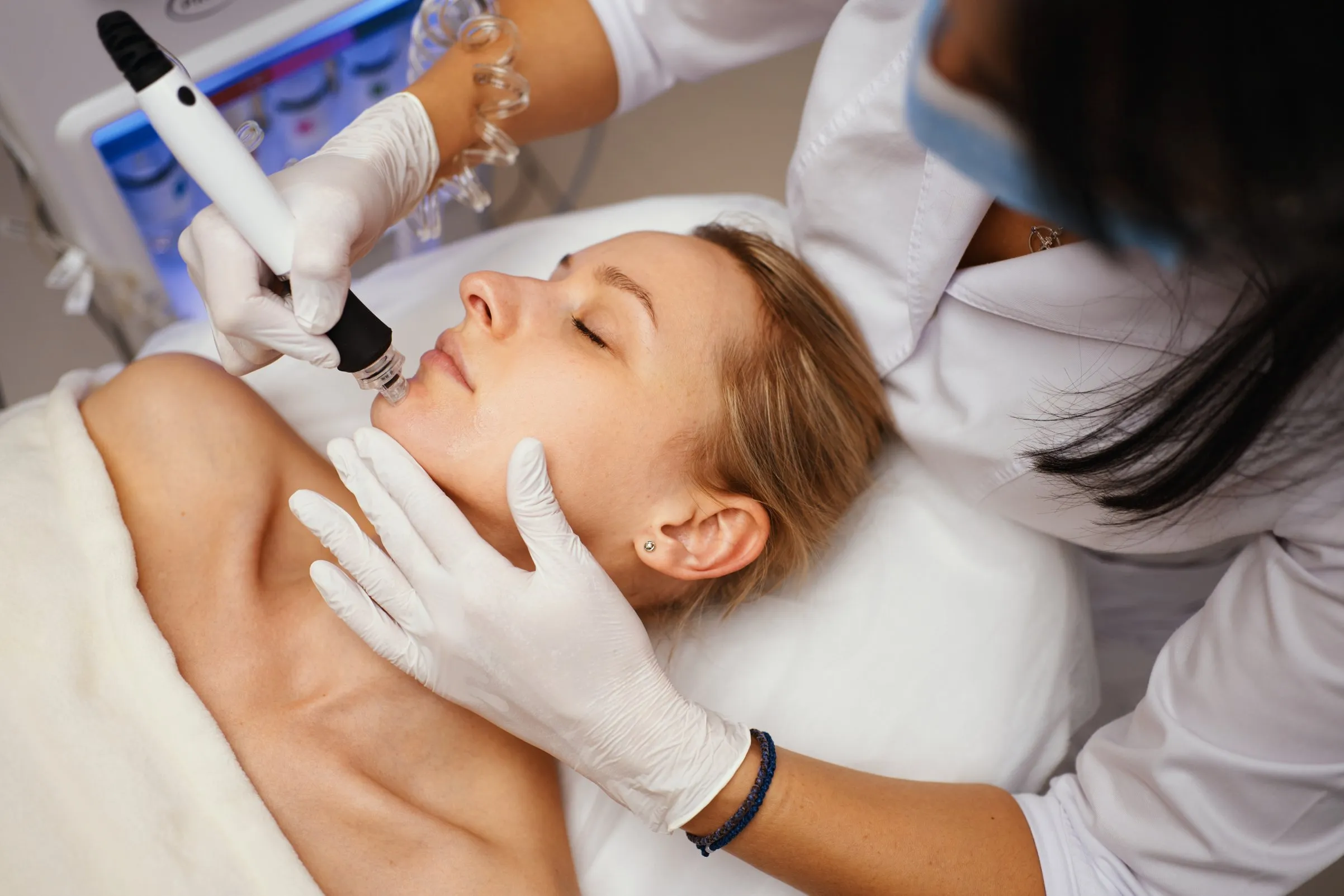 microneedling treatment at dermatology clinic for skin rejuvenation and collagen production